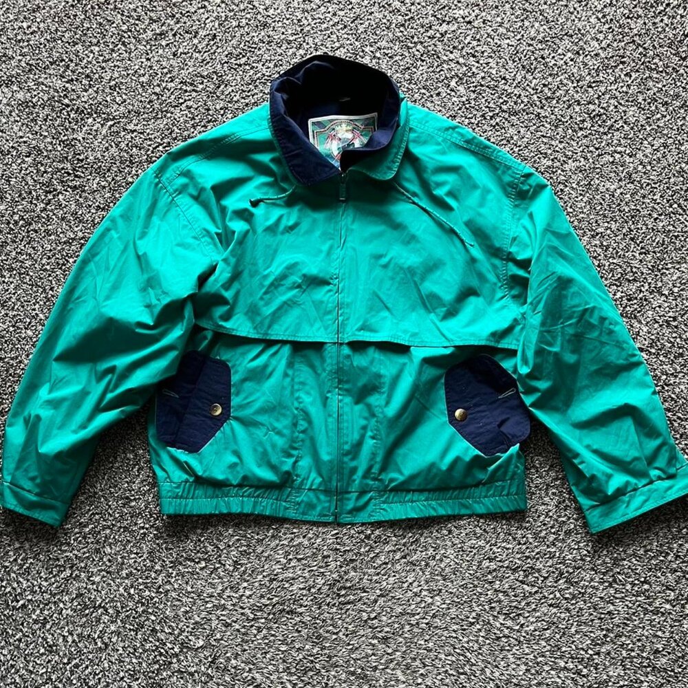 Vintage 80s 90s Mens XL Green/Blue Windbreaker Jacket, Gear For Sports Jacket - Picture 1 of 7